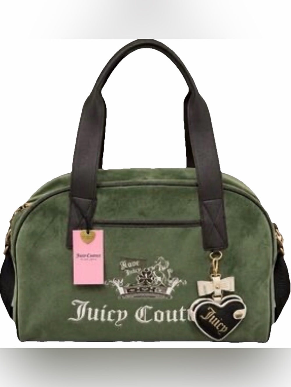 NWT Juicy Couture Crown Weekender Duffle Bag Velour Super Greens